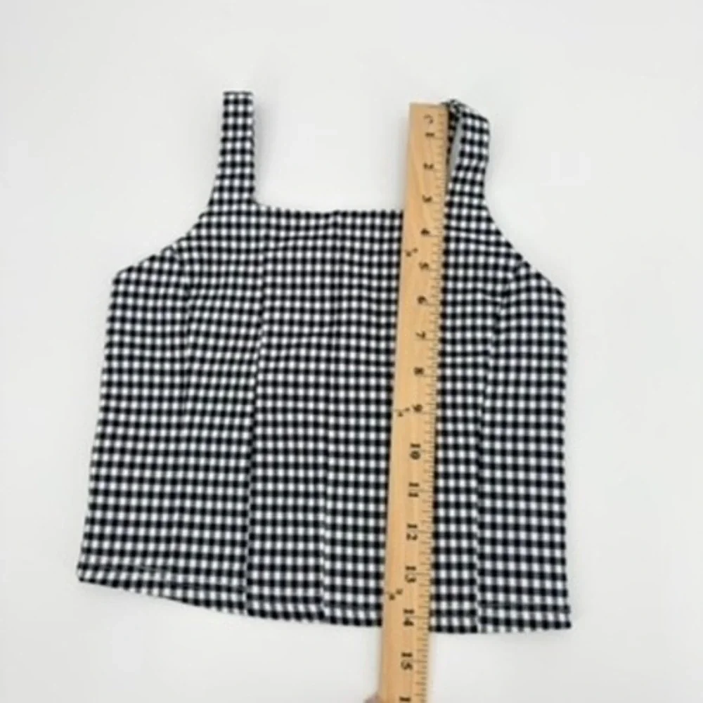 Full Tilt Kids Black White Gingham 2 Piece Crop Top and Pleated Skirt Set Large